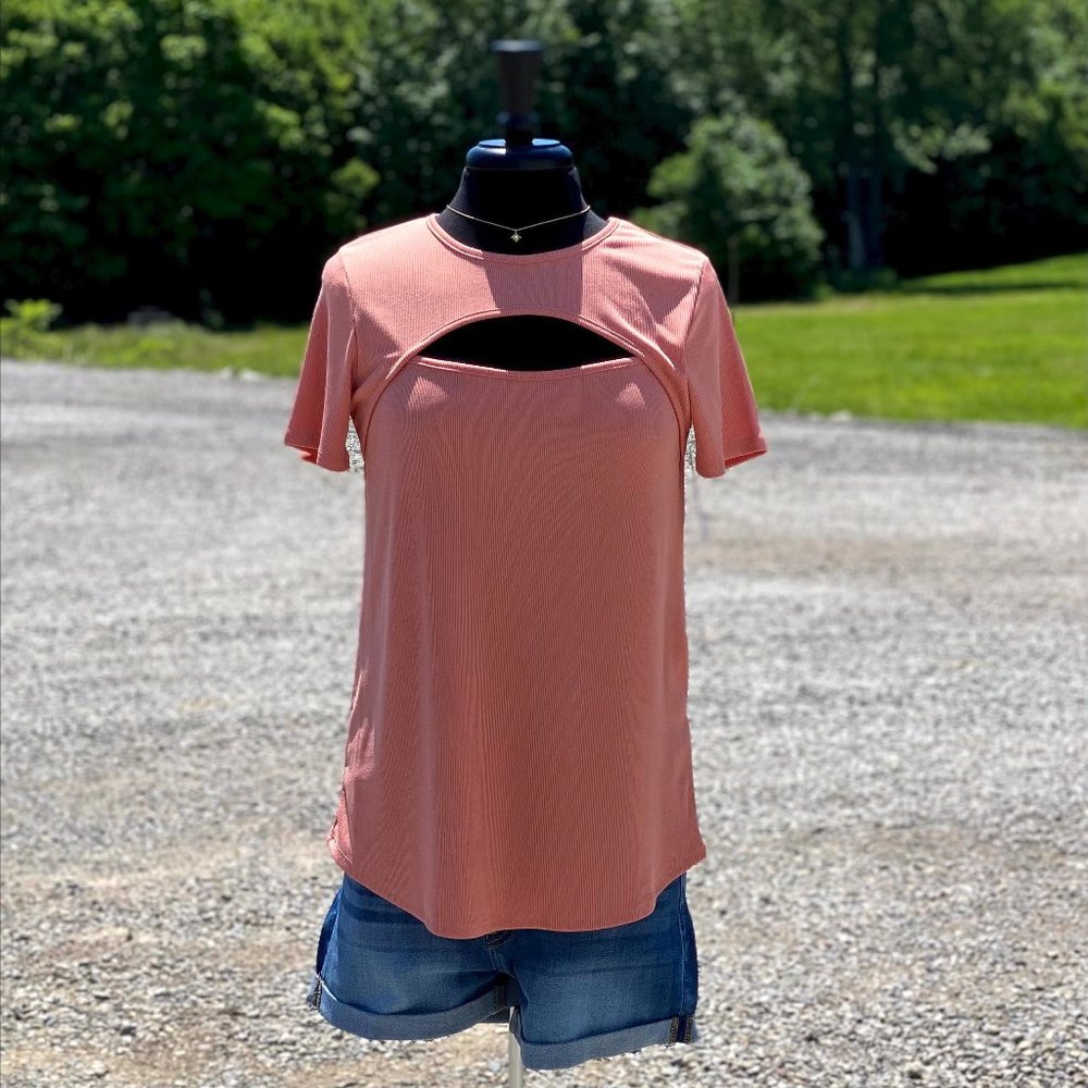 Women's Ribbed Cut Out Chest Top NWT Multiple sizes
